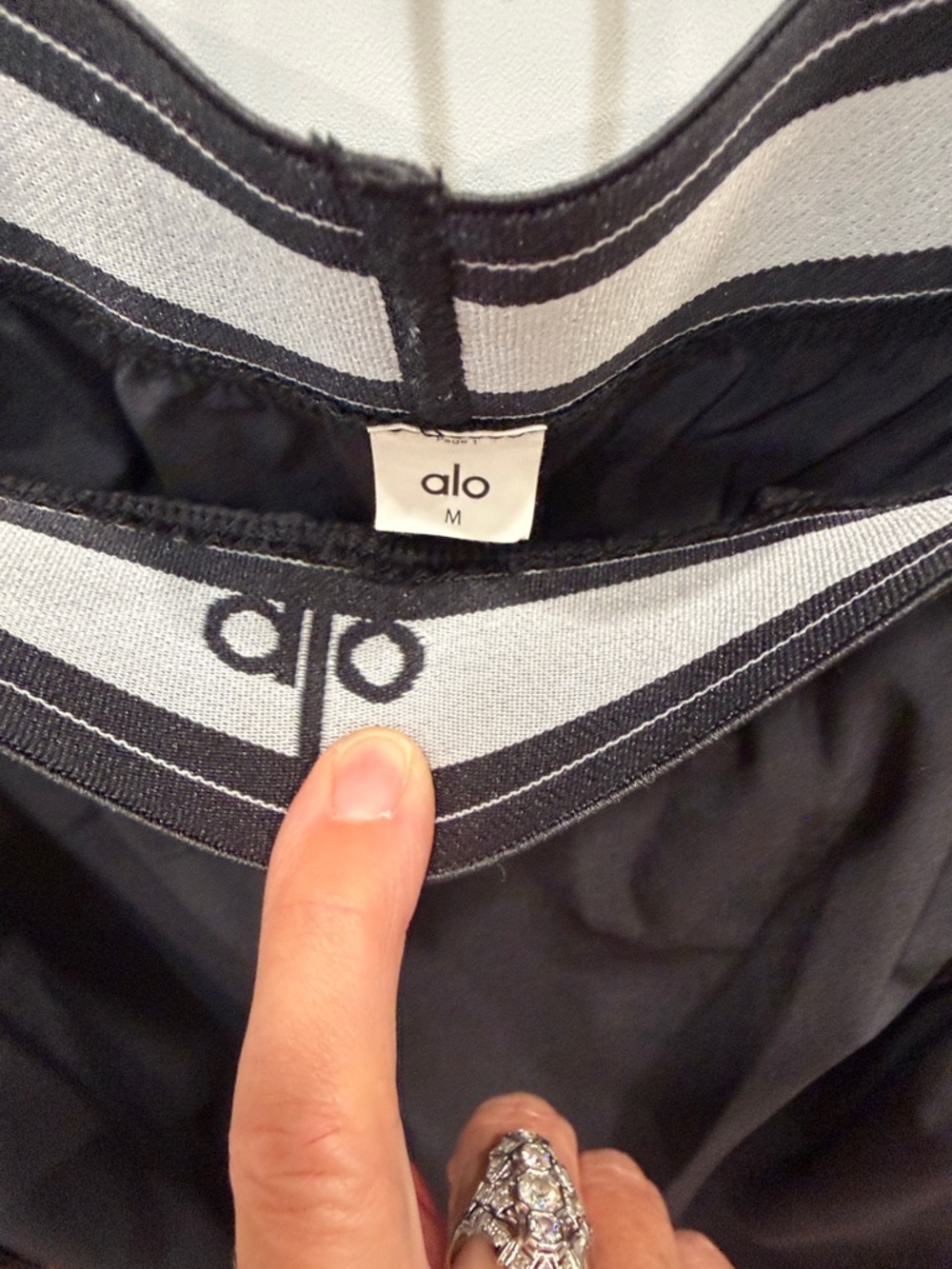 ALO Yoga Black Track Joggers with Branded Elastic Waistband - Picture 4 of 7